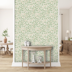 Sage Green Acorn Trail Wallpaper Feature Wall