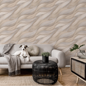 Beige Tones 3D Wave Effect Wallpaper Textured Vinyl Feature Wall