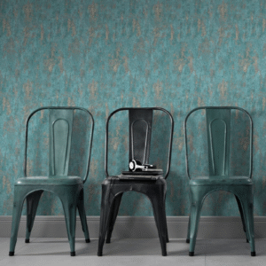 Blue Concrete Industrial Effect Wallpaper Gold Metallic Shimmer Vinyl