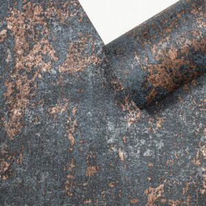 Navy Concrete Industrial Effect Wallpaper Gold Bronze Metallic Shimmer Vinyl