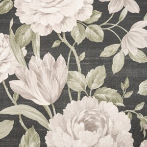 Black Cream Floral Wallpaper Thick Heavyweight Vinyl Feature Wall