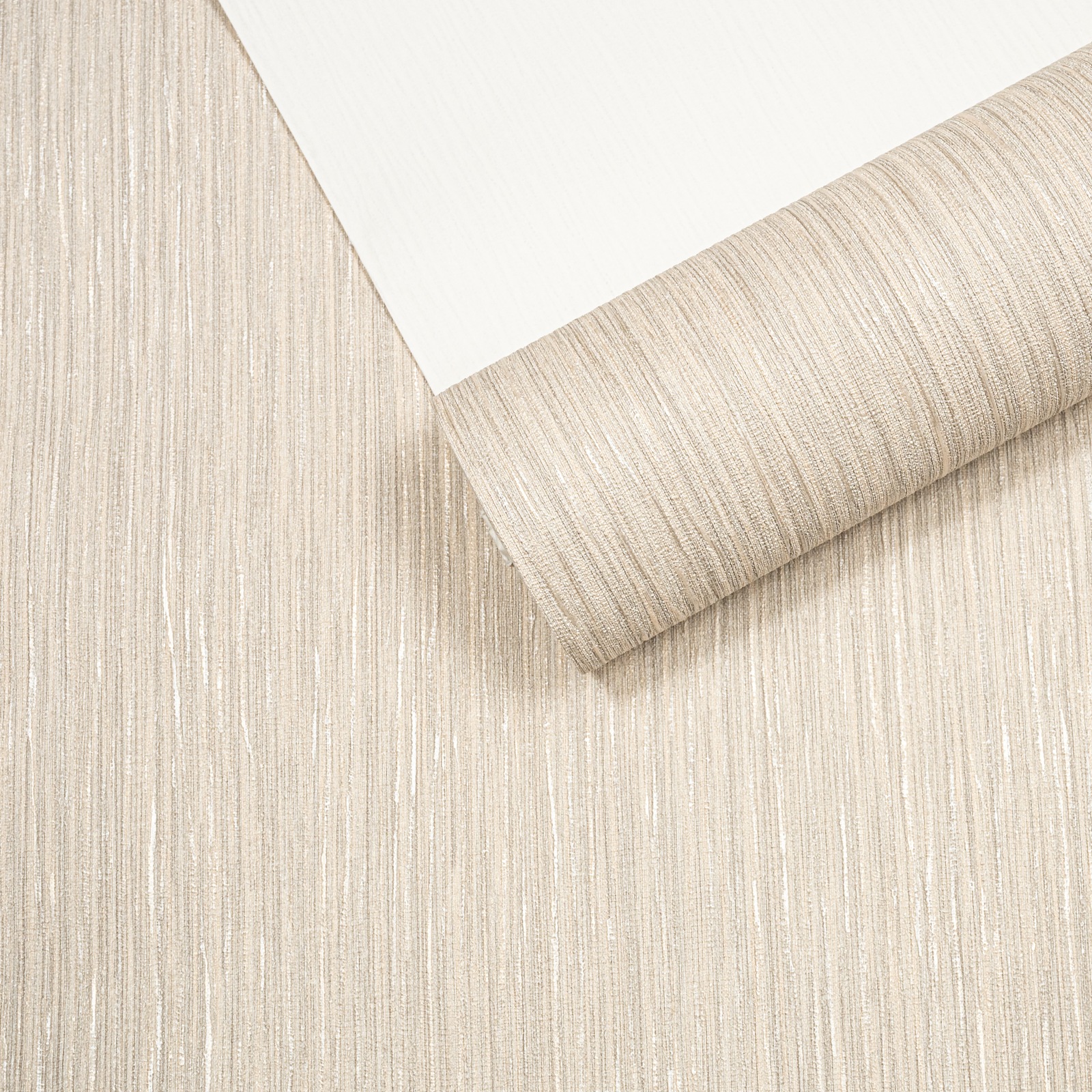 Cream Beige Mix Stripe Metallic Shimmer Wallpaper Thick Heavyweight Vinyl - Image 5