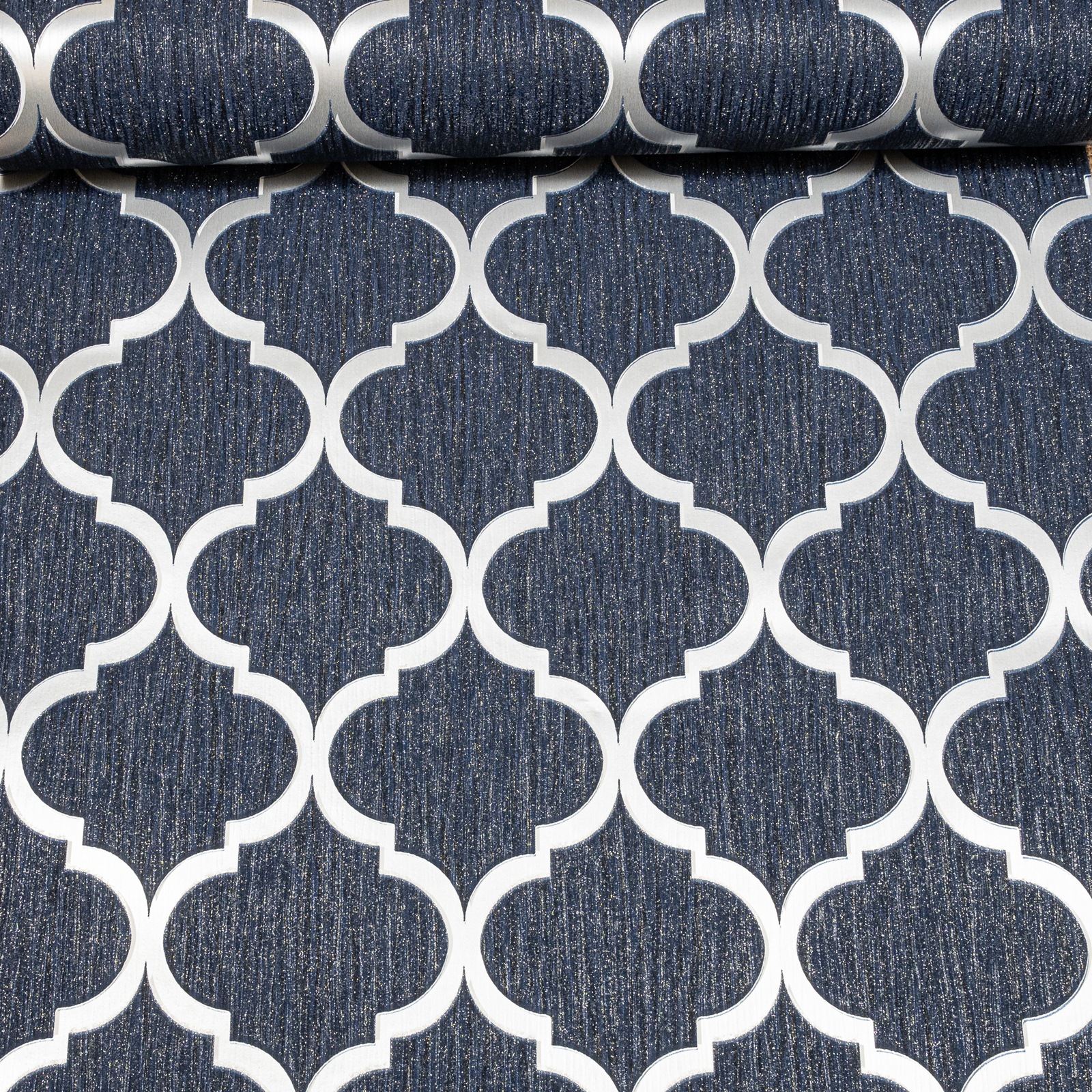 Blue Glitter Geometric Pattern Textured Slightly Imperfect Wallpaper - Image 9