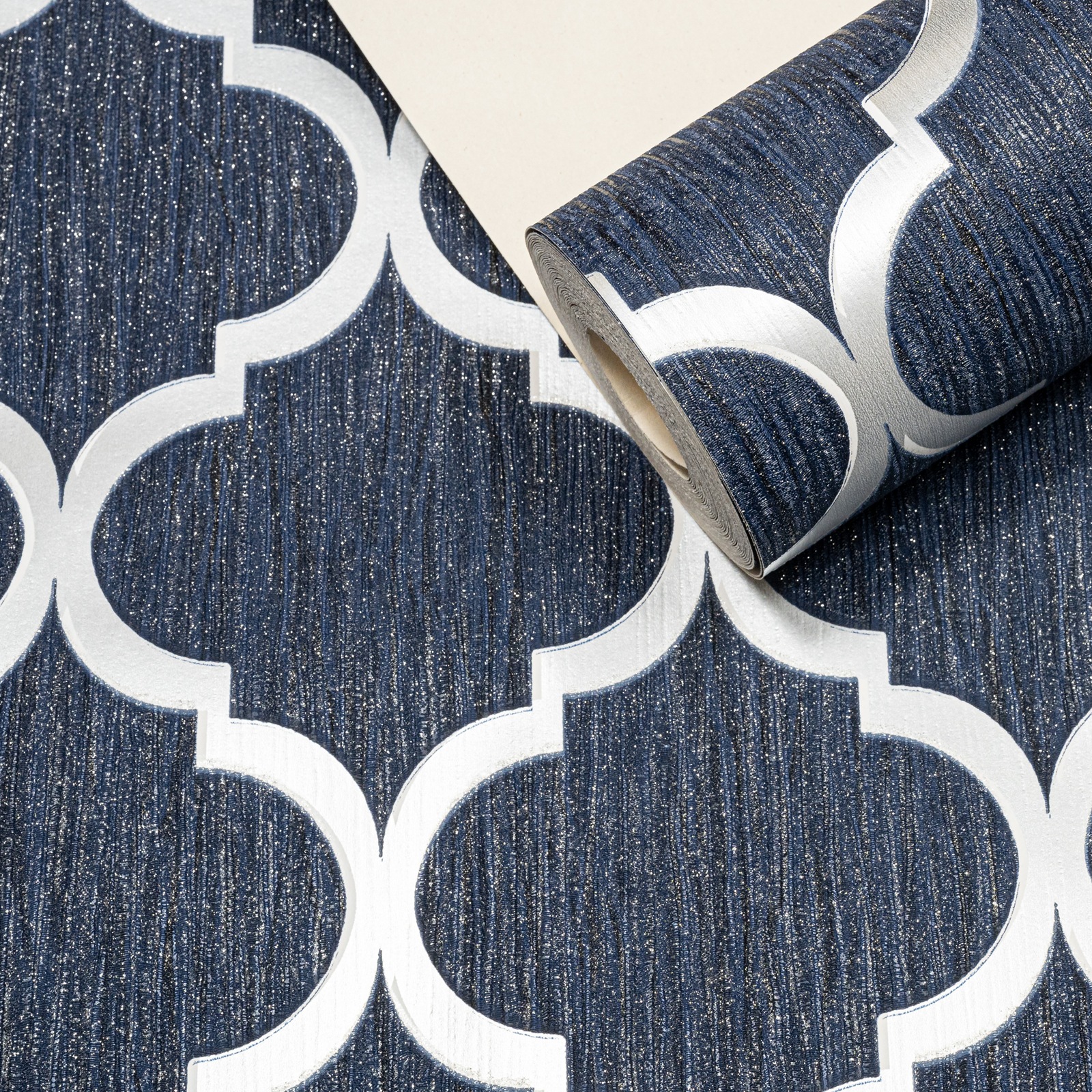 Blue Glitter Geometric Pattern Textured Slightly Imperfect Wallpaper - Image 7