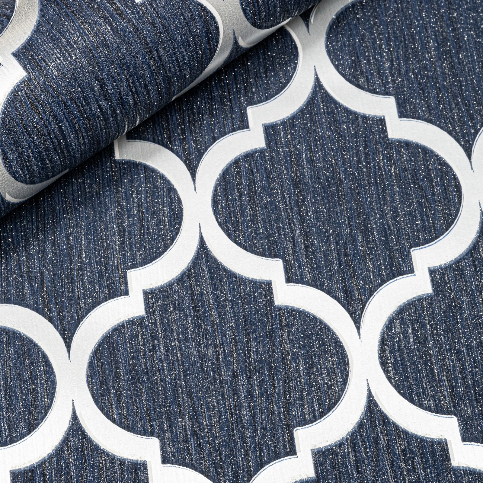 Blue Glitter Geometric Pattern Textured Slightly Imperfect Wallpaper - Image 6