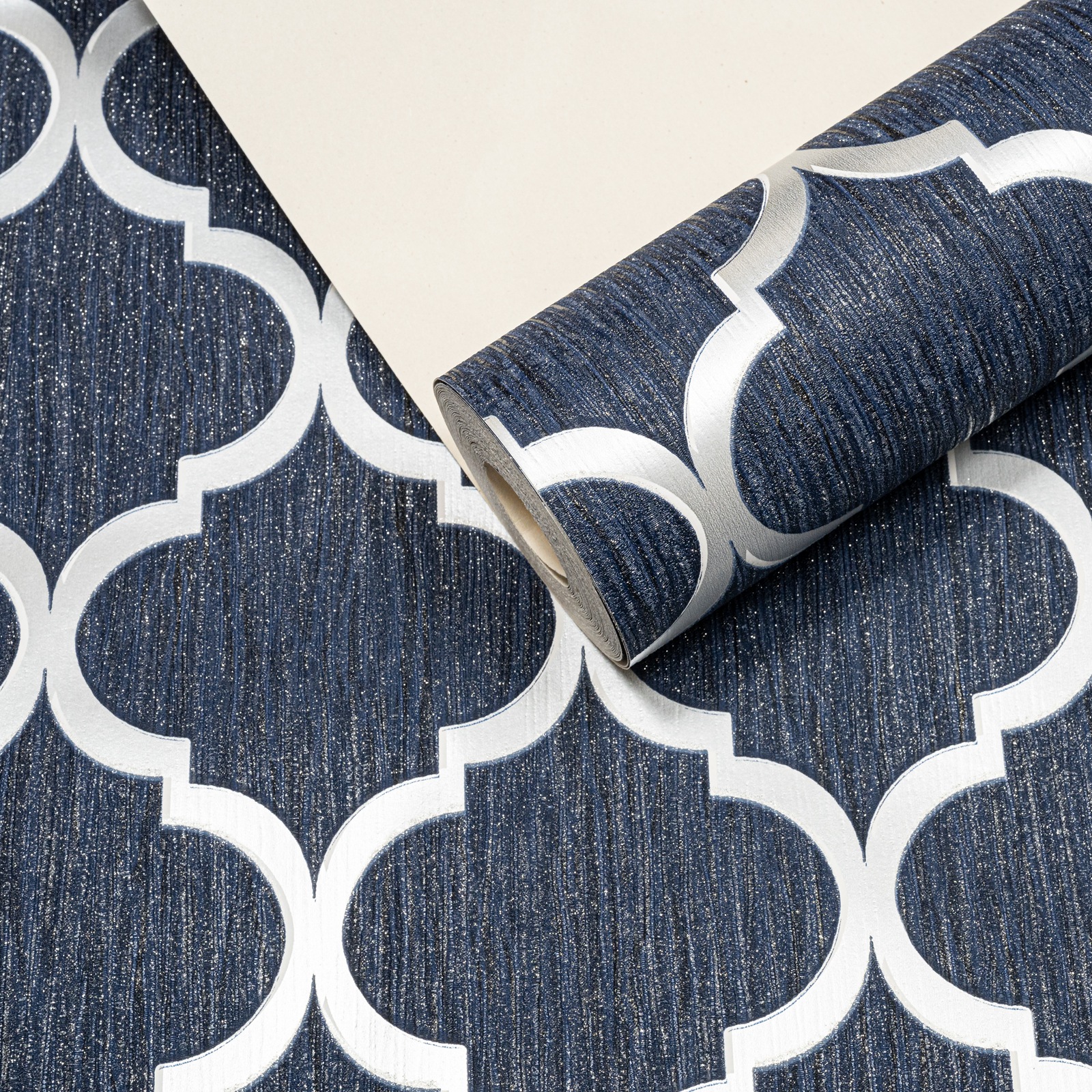 Blue Glitter Geometric Pattern Textured Slightly Imperfect Wallpaper - Image 5