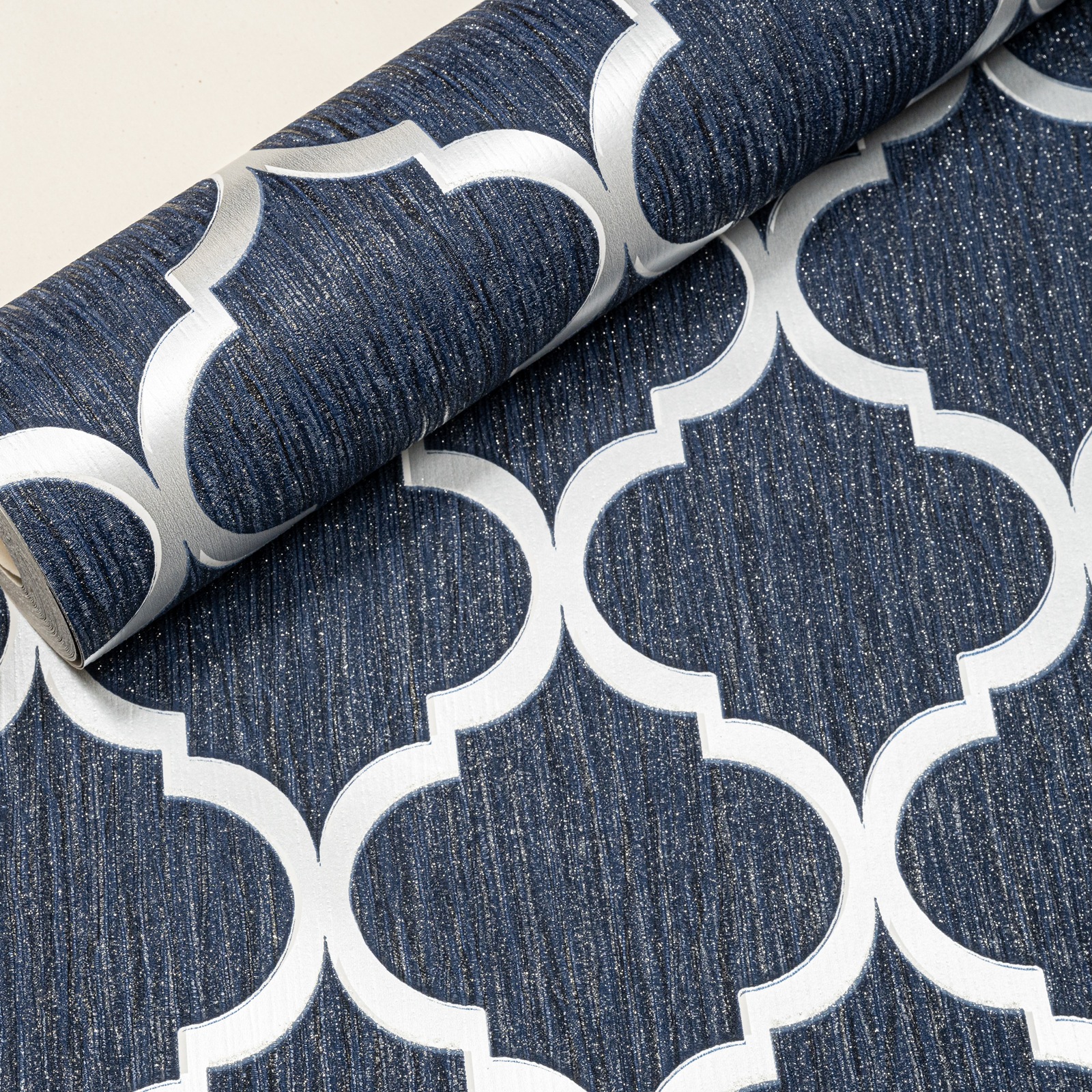 Blue Glitter Geometric Pattern Textured Slightly Imperfect Wallpaper - Image 4