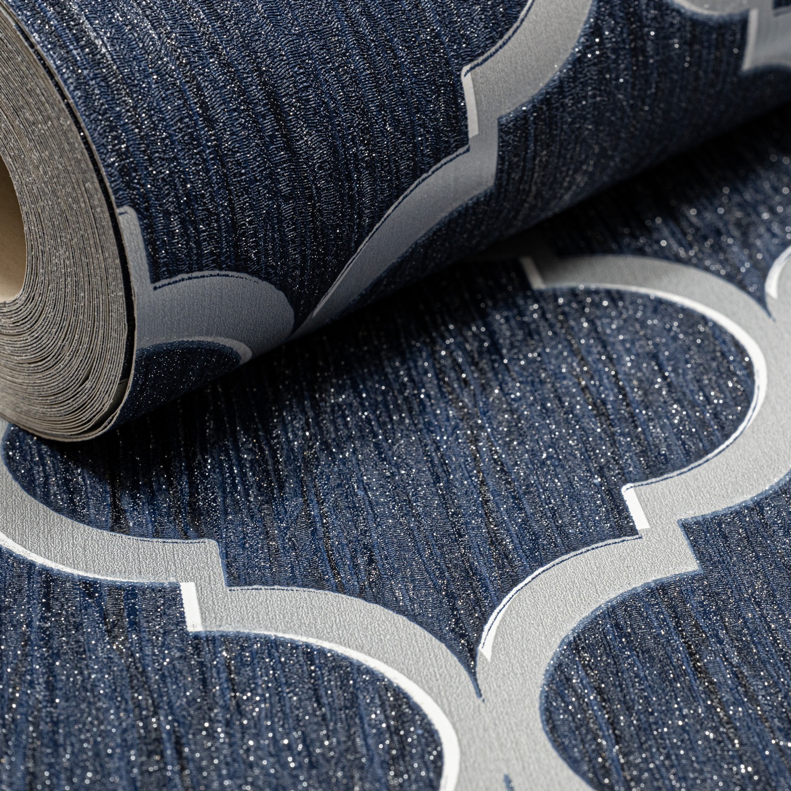 Blue Glitter Geometric Pattern Textured Slightly Imperfect Wallpaper - Image 3