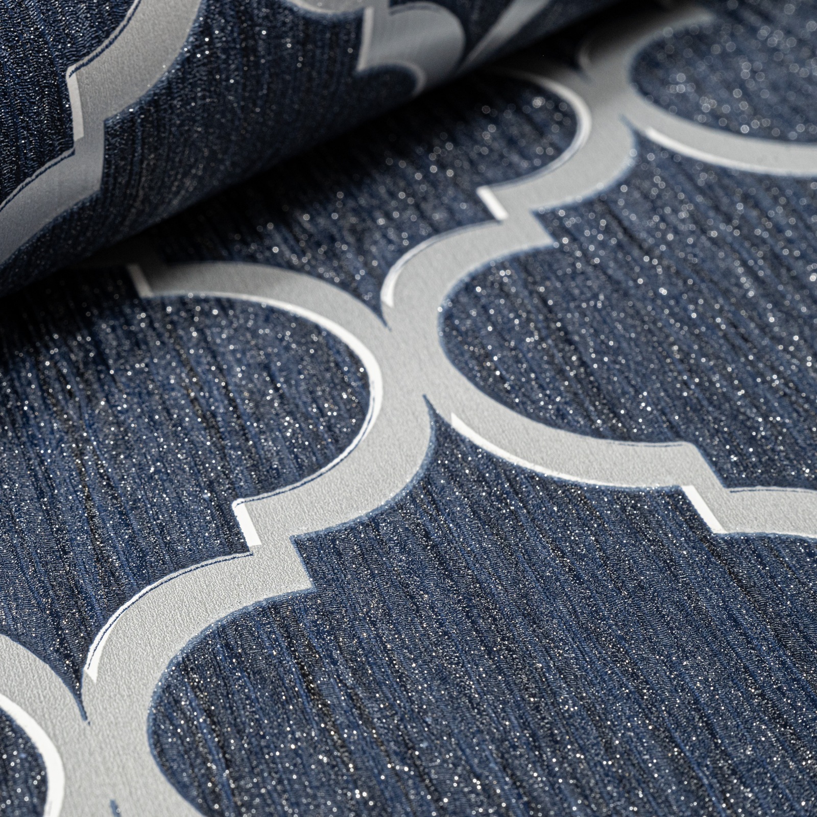Blue Glitter Geometric Pattern Textured Slightly Imperfect Wallpaper - Image 2