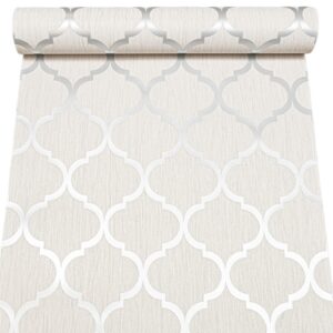 Off White Grey Tones Geometric Pattern Silver Metallic Glitter Textured Slightly Imperfect Wallpaper