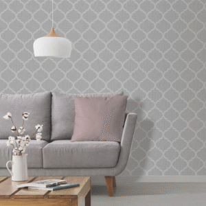 Silver Trellis Pattern Metallic Glitter Shimmer Slightly Imperfect Vinyl Wallpaper