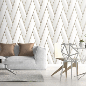 Off White Gold Geometric Pattern Metallic Shimmer Thick Slightly Imperfect Vinyl Wallpaper