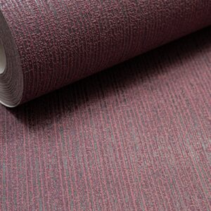 Burgundy Stripe Textured Wallpaper Shimmer Paste The Wall Non-Woven Vinyl