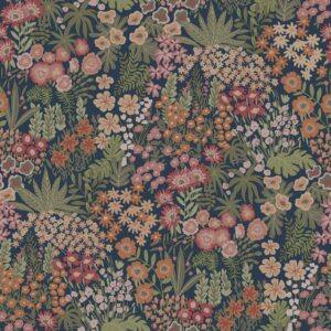 Navy Floral Wallpaper Multi Forest Foliage Feature Wall