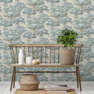 Green Forest Tree Wallpaper Textured Vinyl Paste The Wall