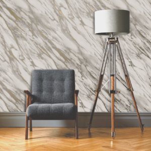 Grey Marble Realistic Effect Wallpaper Metallic Shimmer