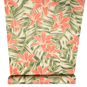 Green Palm Red Foral Wallpaper Smooth Finish Feature Wall