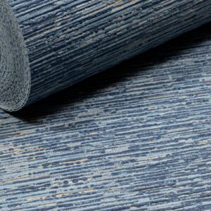 Blue & Gold Metallic Shimmer Wallpaper Textured Thick Vinyl Slightly Imperfect
