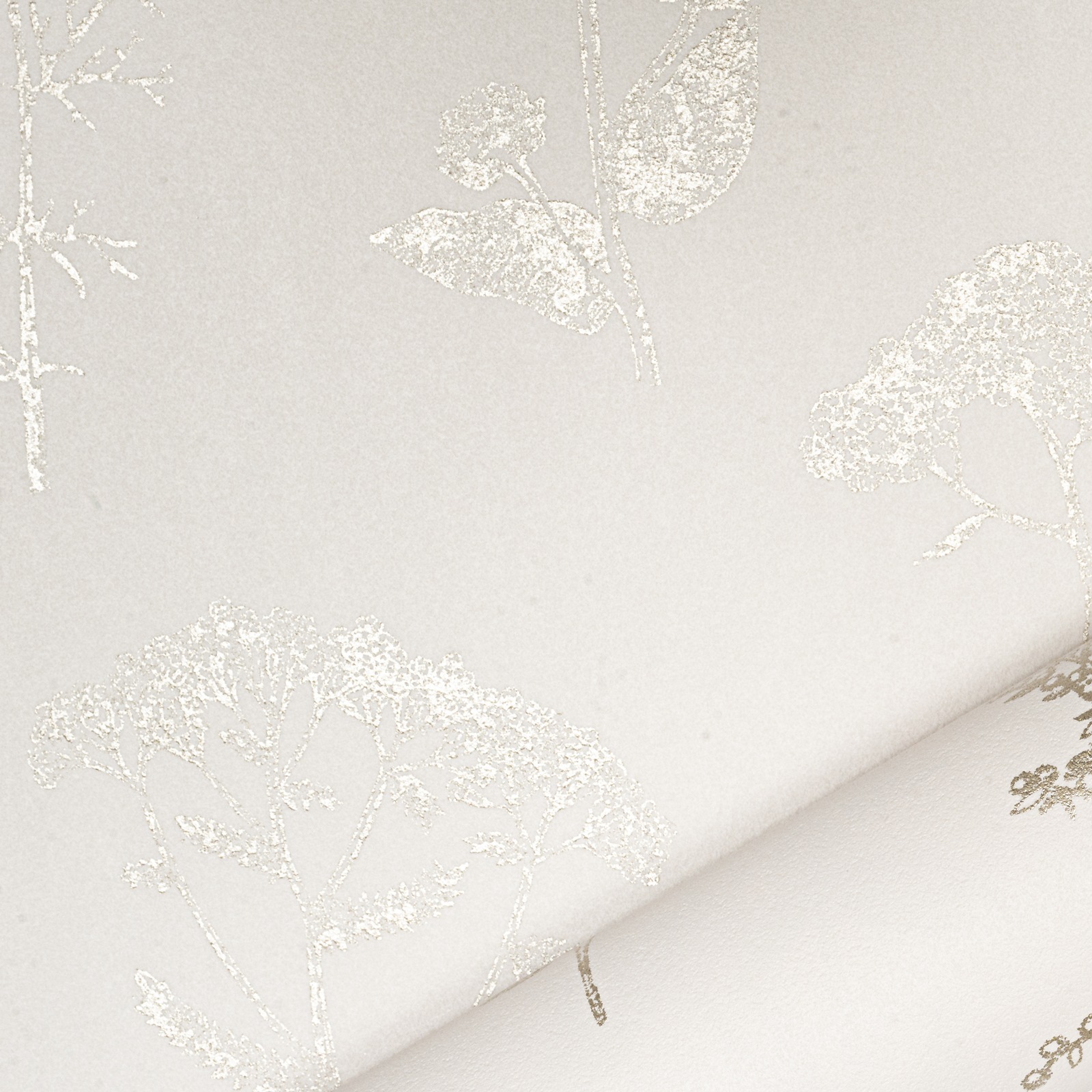 White Floral Wallpaper Gold Metallic Shimmer Thick Slightly Imperfect Feature Wall - Image 6