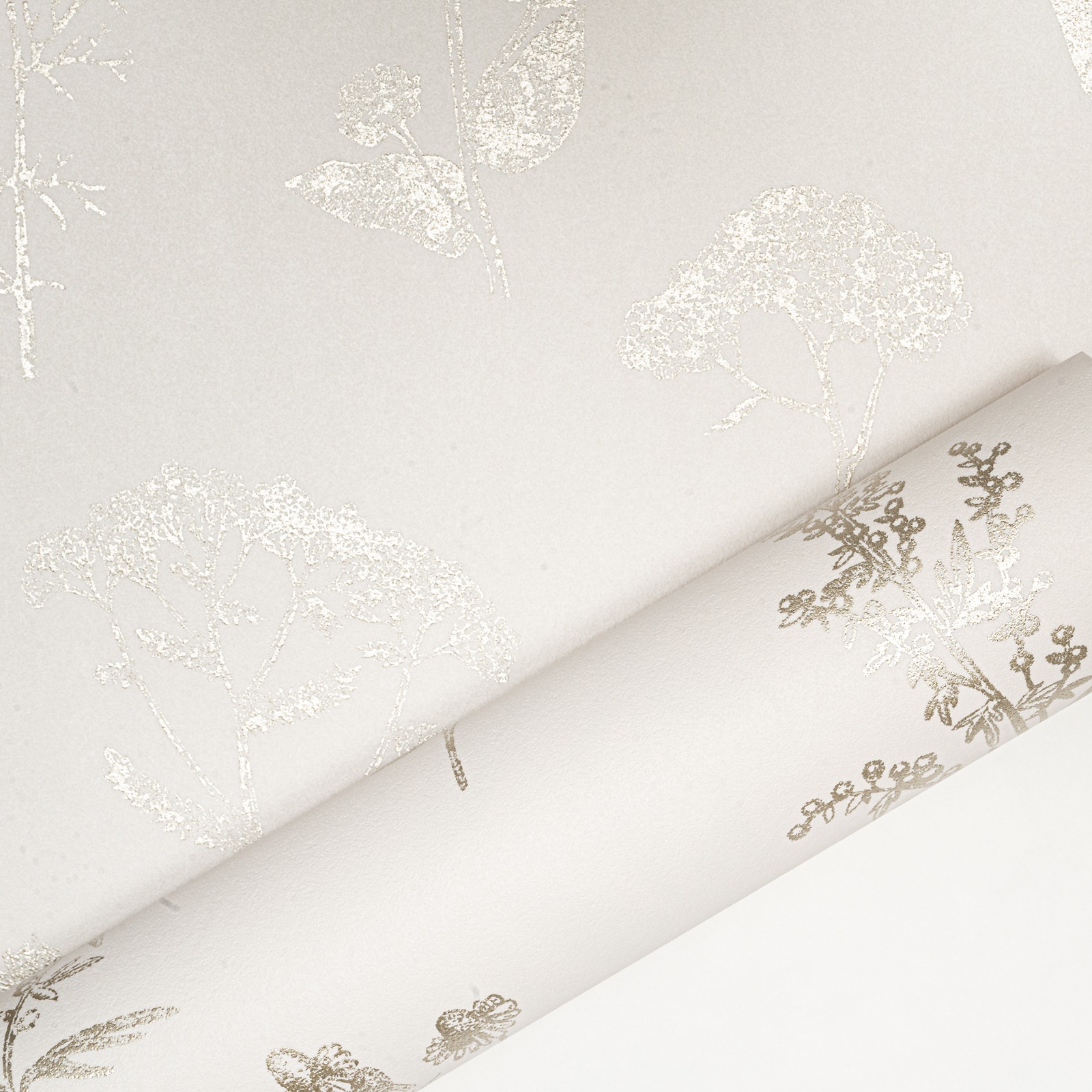 White Floral Wallpaper Gold Metallic Shimmer Thick Slightly Imperfect Feature Wall - Image 4