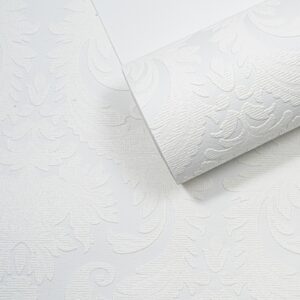 Damask Paintable Wallpaper Embossed Blown Textured Vinyl Slightly Imperfect