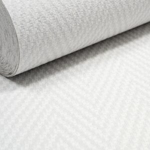 Soft Grey Woven Textile Effect Wallpaper Textured Geometric Free Match Vinyl