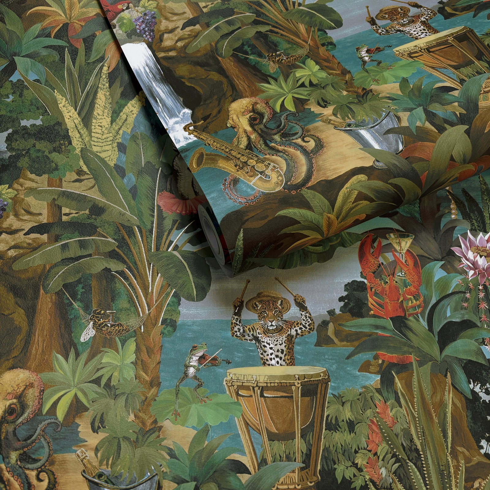 Multicoloured Animal Beach Party Wallpaper Quirky Feature Wall - Image 3