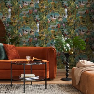 Multicoloured Animal Beach Party Wallpaper Quirky Feature Wall