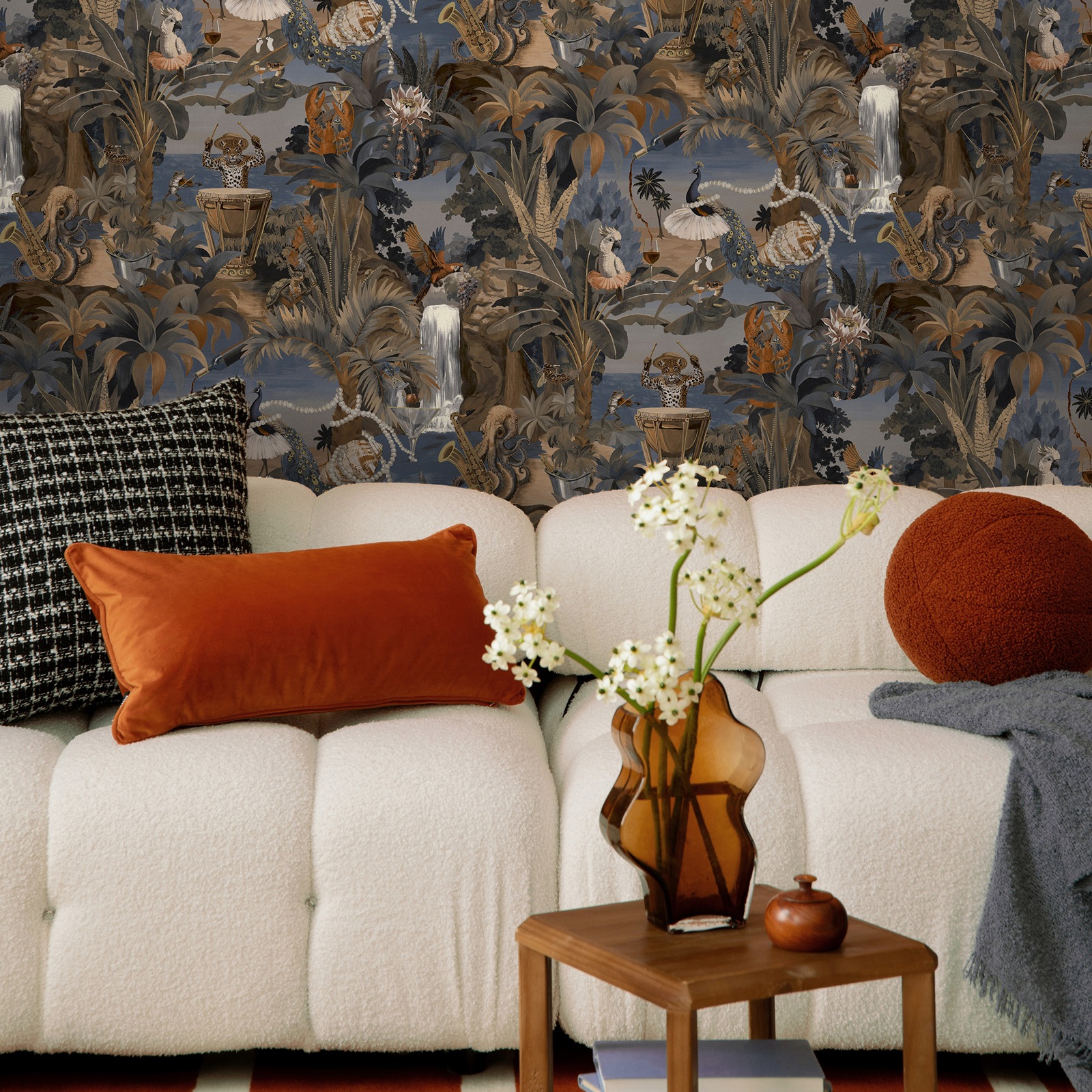 Animal Beach Party Wallpaper Navy Blue Holden 14351 - Image 2