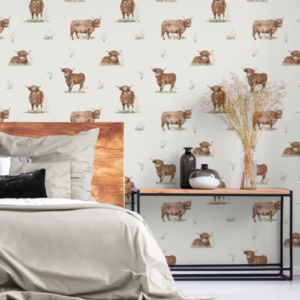 Cream Angus Highland Cow Wallpaper