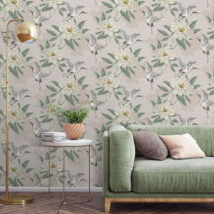Flying Cranes Wallpaper Natural Grandeco 178302