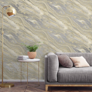 Marble Effect Neutral Grey Wallpaper Shimmer Feature Wall