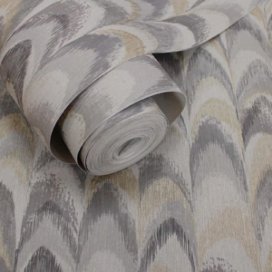 Grey Geometric Wallpaper Gold Metallic Shimmer Textured Vinyl