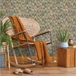 Multicoloured Geometric Wallpaper Metallic Shimmer Textured Vinyl