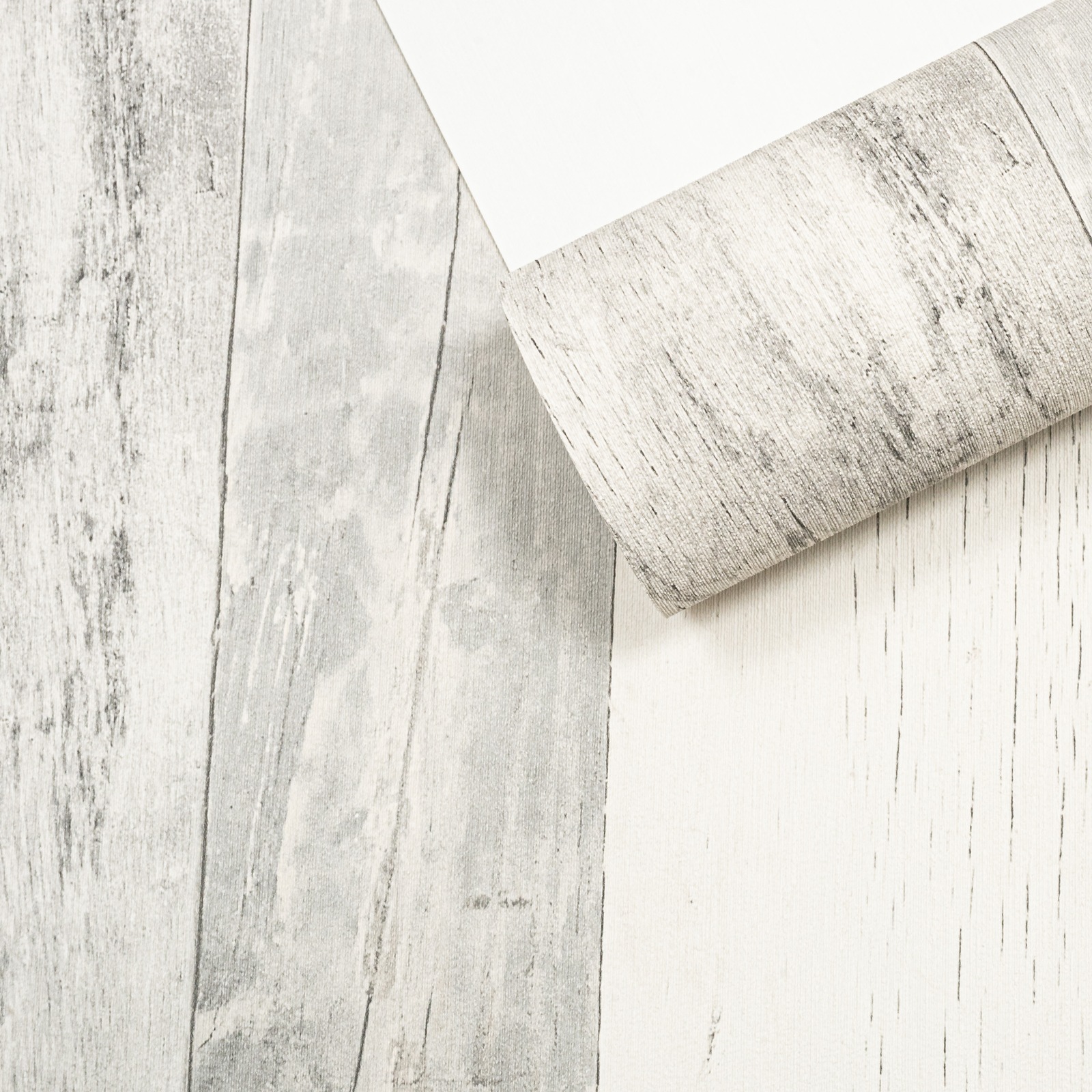 Off White Grey Wooden Plank Effect Wallpaper - Image 7