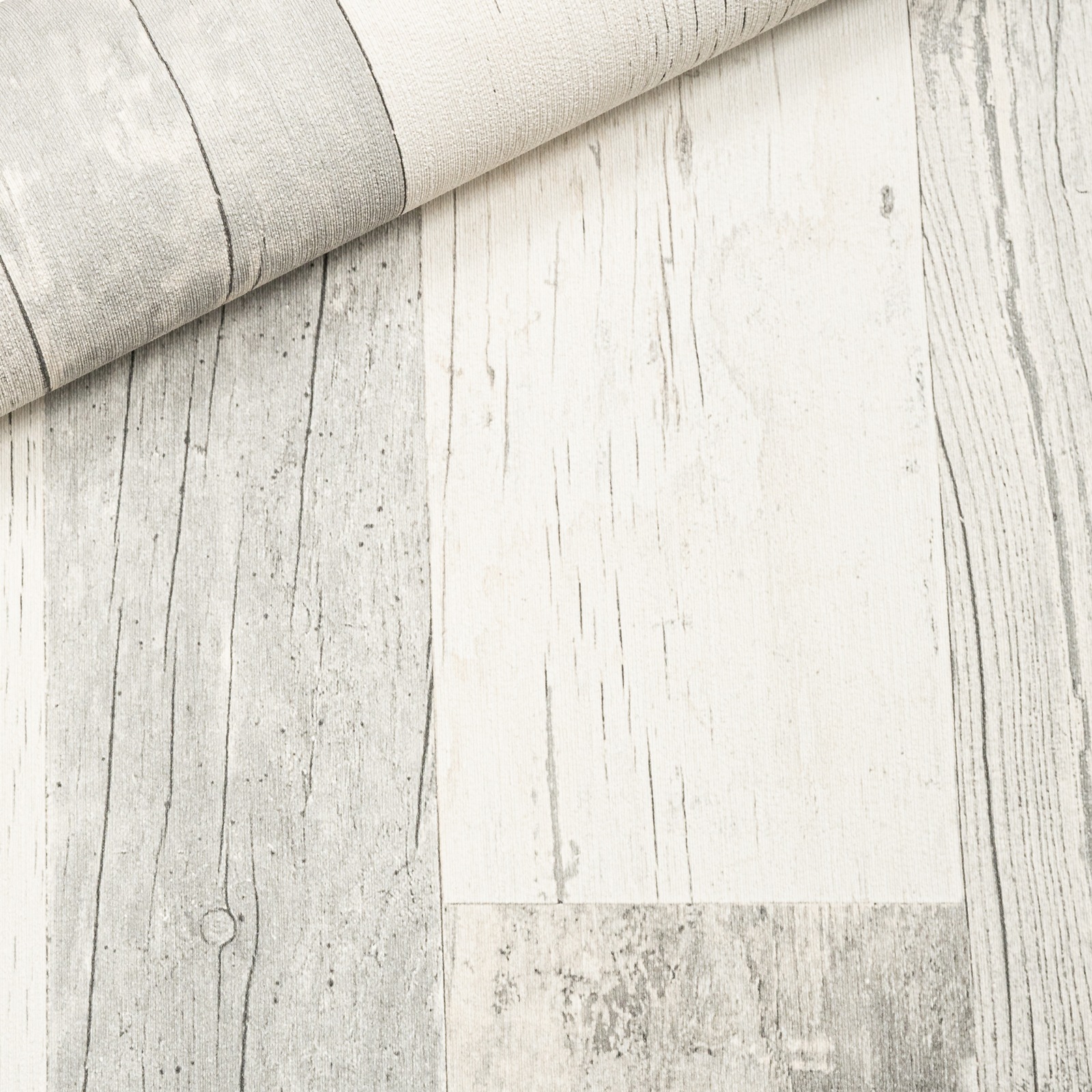 Off White Grey Wooden Plank Effect Wallpaper - Image 6