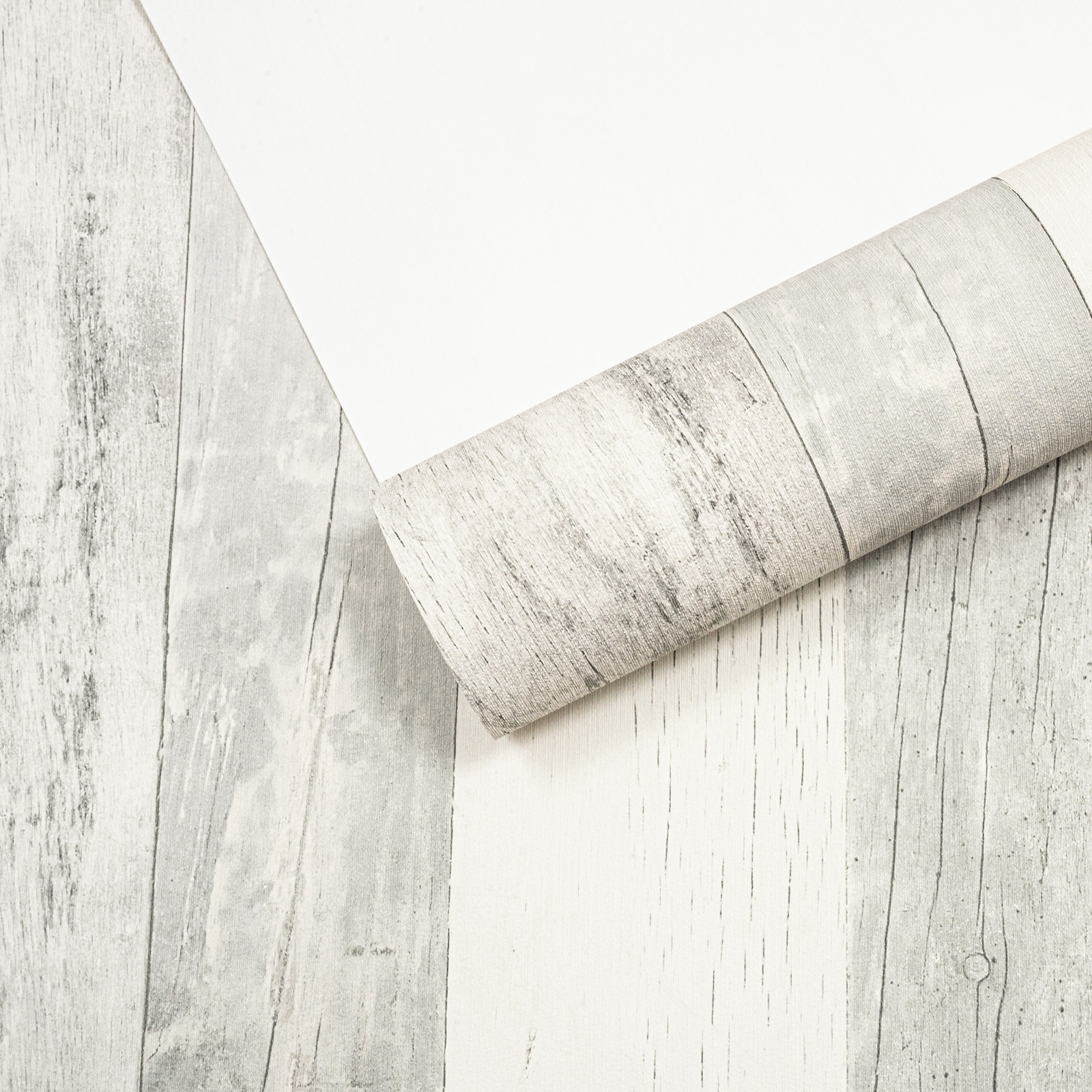 Off White Grey Wooden Plank Effect Wallpaper - Image 5