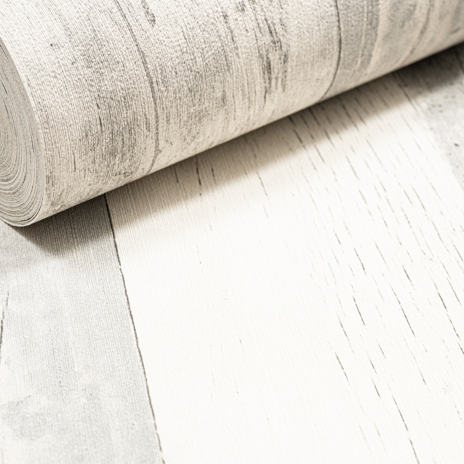 Off White Grey Wooden Plank Effect Wallpaper - Image 4