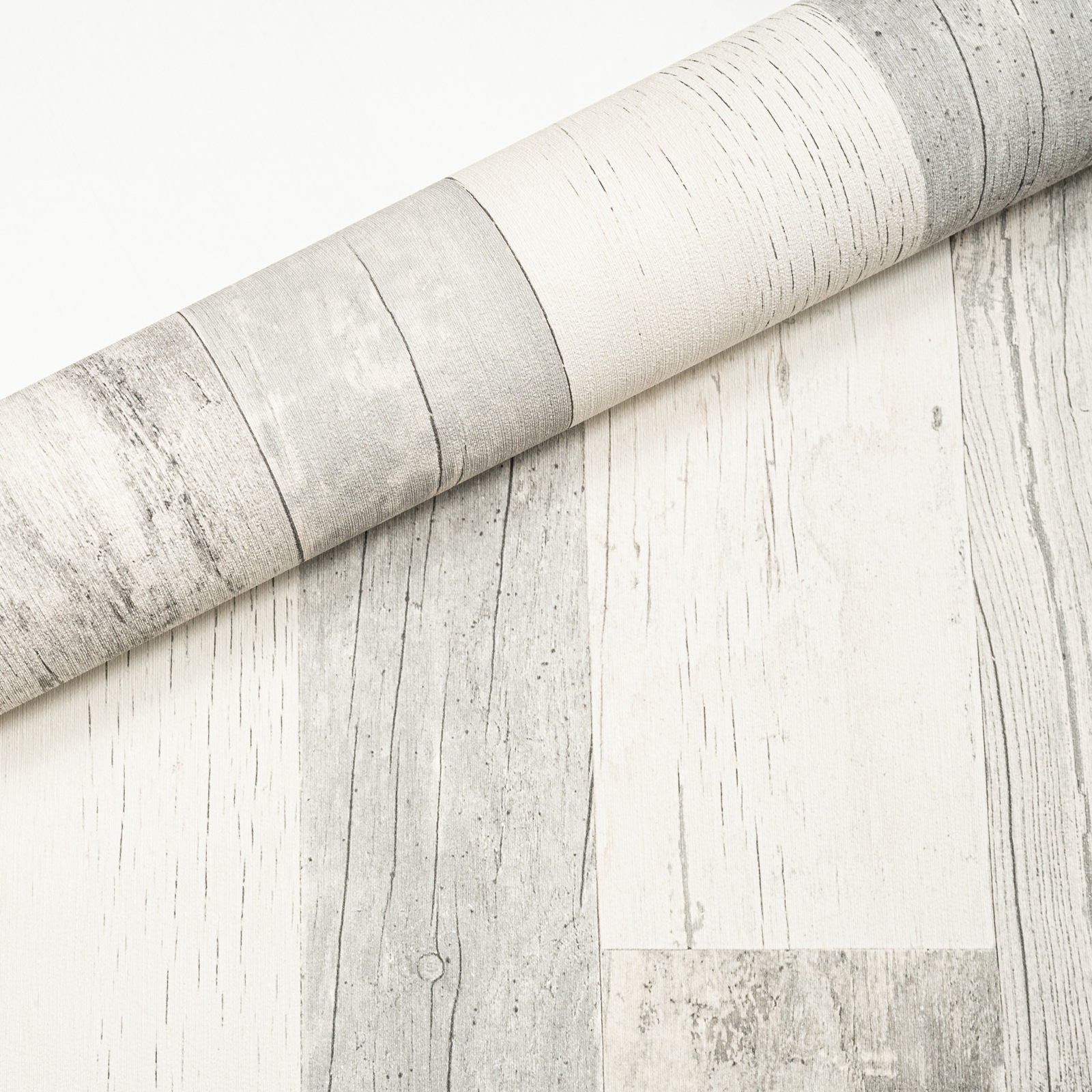 Off White Grey Wooden Plank Effect Wallpaper - Image 3