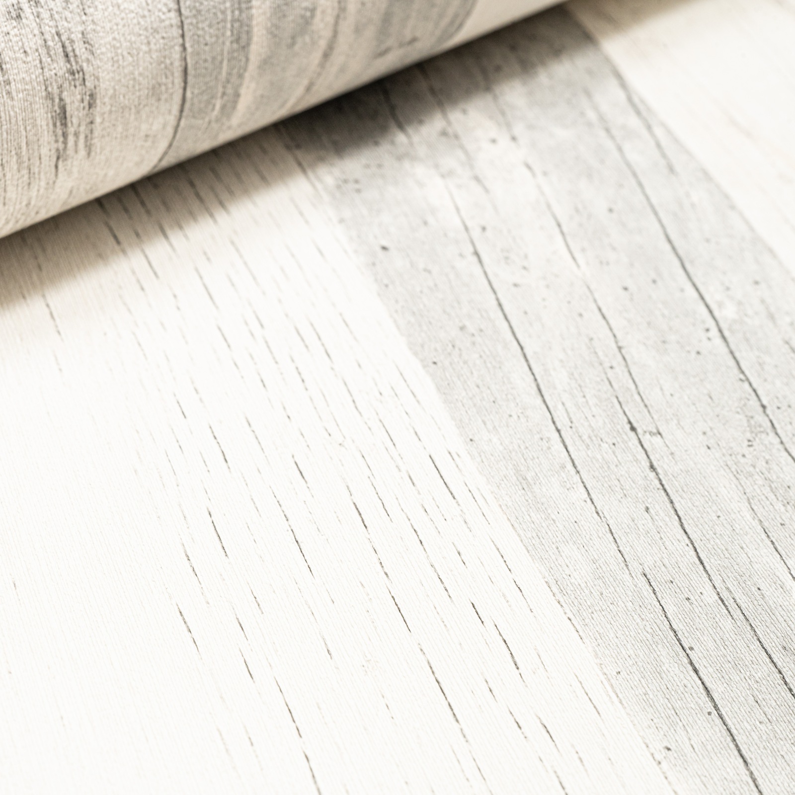 Off White Grey Wooden Plank Effect Wallpaper - Image 2