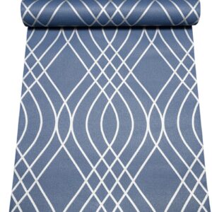 Blue Silver Textured Geoetric Wallpaper Vinyl