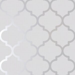 Grey Silver Trellis Wallpaper Metallic Shimmer Feature Wall