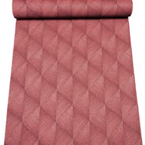 Deep Red 3D Geometric Effect Wallpaper Thick Textured Gold Metallic Shimmer Vinyl