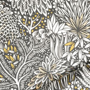 Black & White Tropical Jungle Wallpaper Floral Textured Vinyl