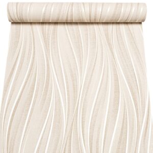 Beige Cream Tones Wave Effect Wallpaper Textured Slightly Imperfect Vinyl
