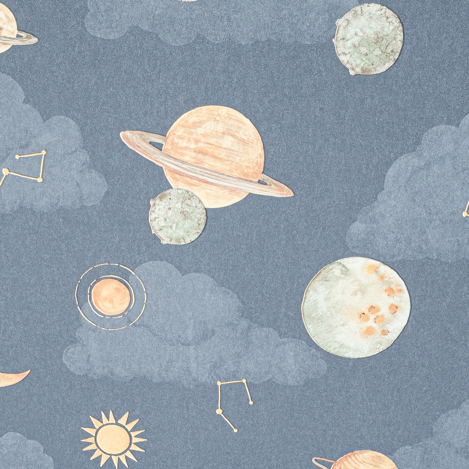 Blue Sky Planets Wallpaper Moon Sun Slightly Imperfect Textured Vinyl - Image 8