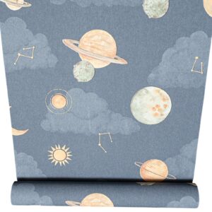Blue Sky Planets Wallpaper Moon Sun Slightly Imperfect Textured Vinyl
