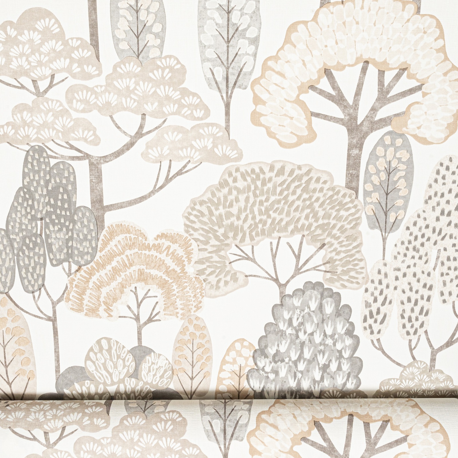 White Floral Wallpaper Grey Beige Brown Tones Tree Slightly Imperfect Vinyl - Image 9