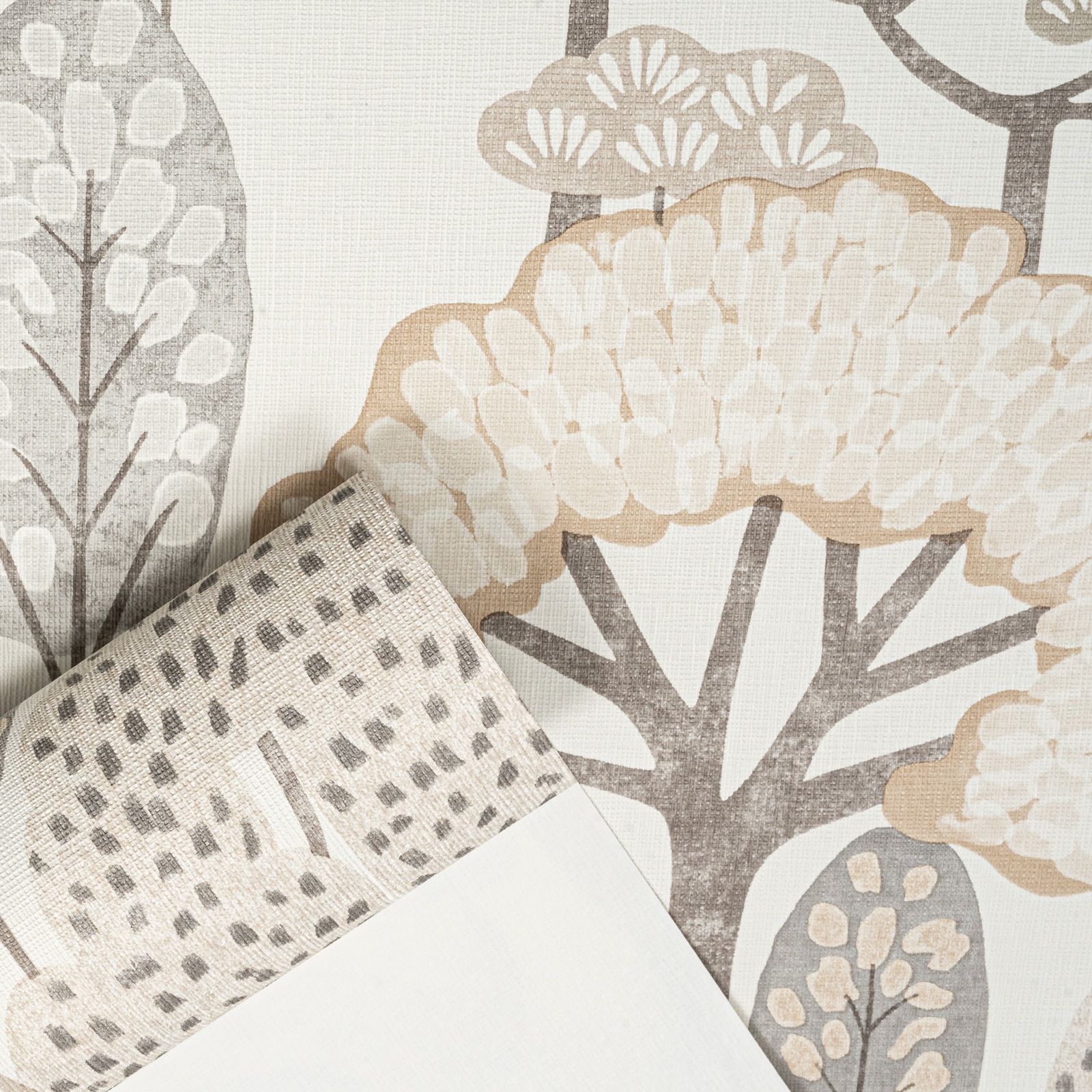 White Floral Wallpaper Grey Beige Brown Tones Tree Slightly Imperfect Vinyl - Image 7