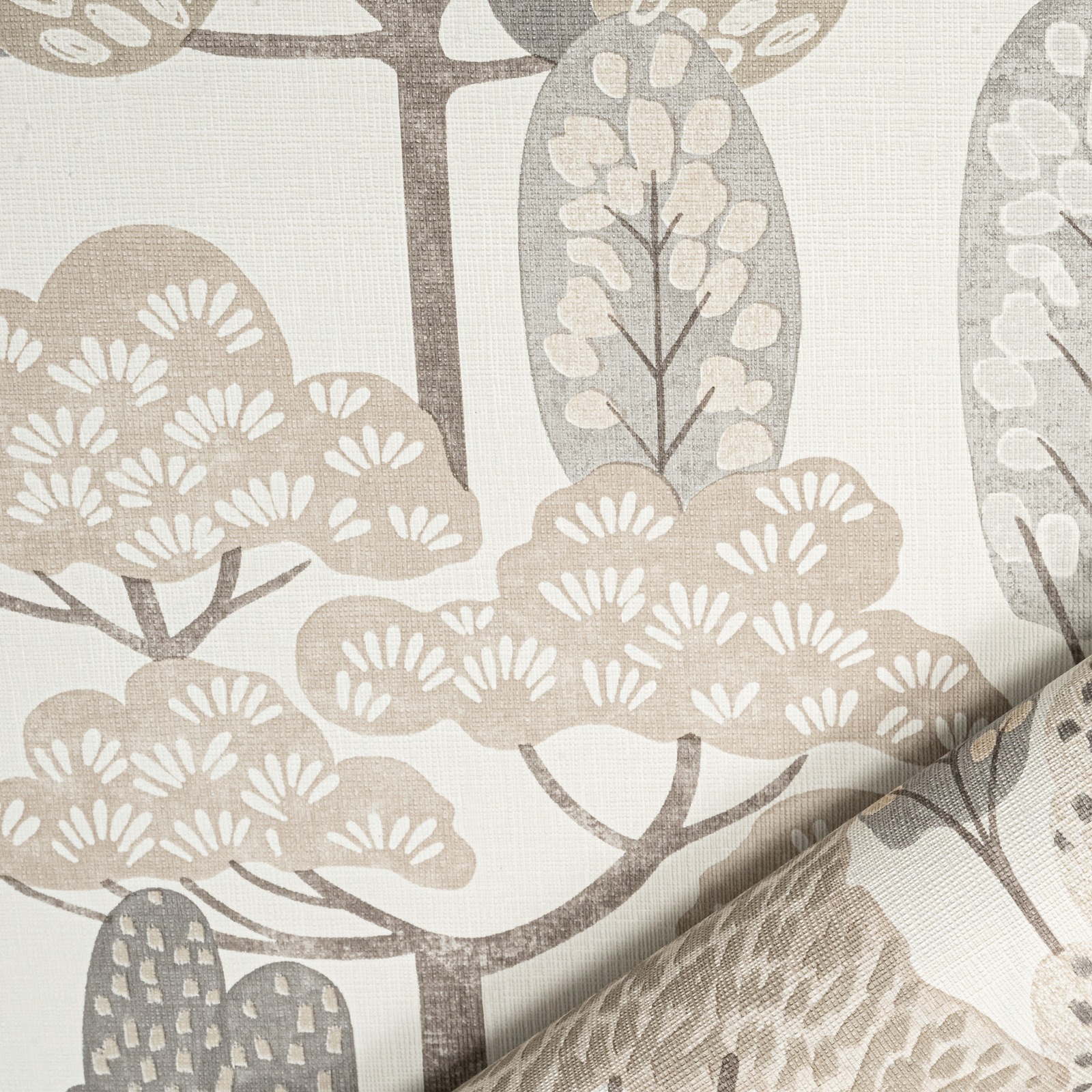 White Floral Wallpaper Grey Beige Brown Tones Tree Slightly Imperfect Vinyl - Image 6